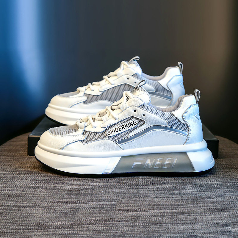 透气真皮小白鞋女内增高厚底圆头浅口百搭  ad hepburn被迫卖鞋子