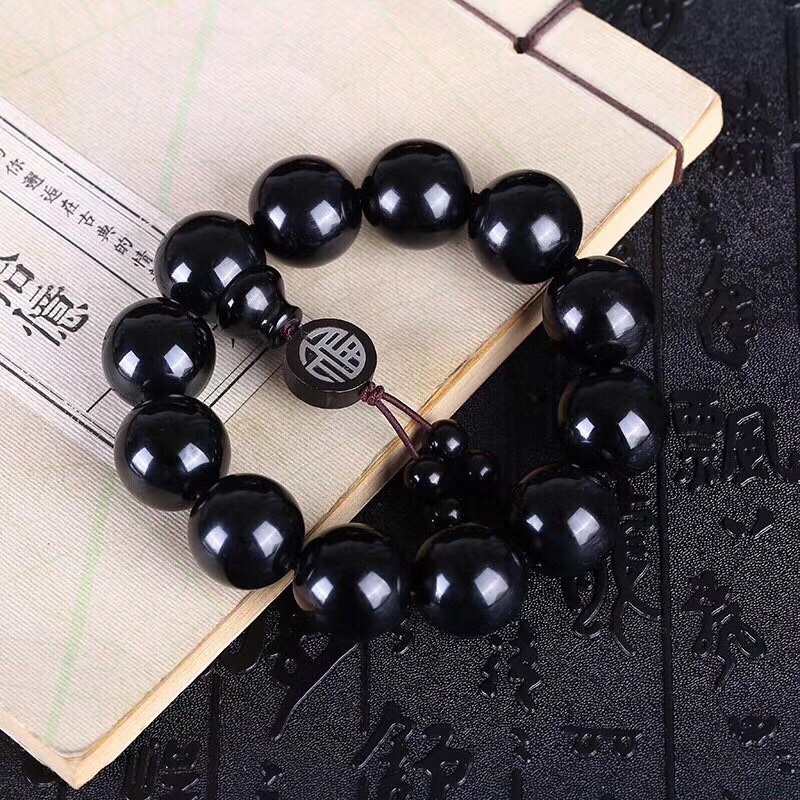 正宗可可西里全黑老料羊角手链高抛款角质佛珠手串手链