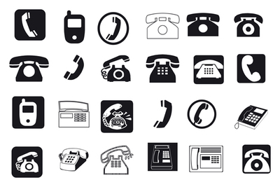 各种电话图标矢量多款座机手机标识剪影设计素材