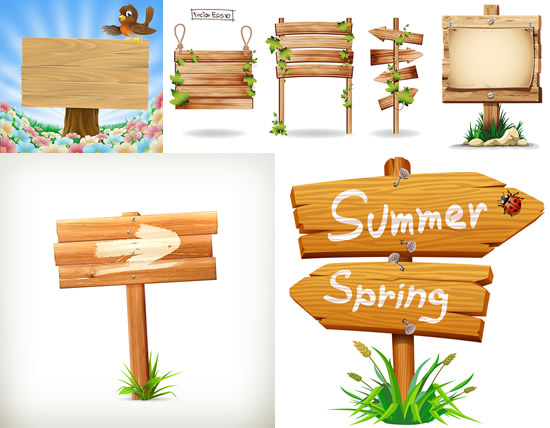 木质素材路牌告示牌ai矢量木材木板指示牌设计素材设计素材