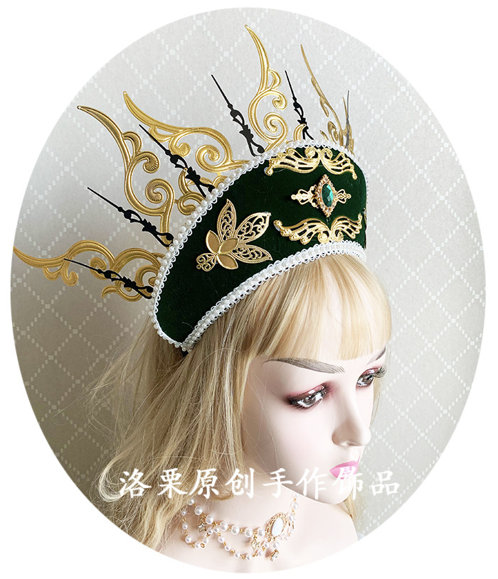 lolita冠都铎冠圣母头冠复古夸张帝政华丽宝石发饰