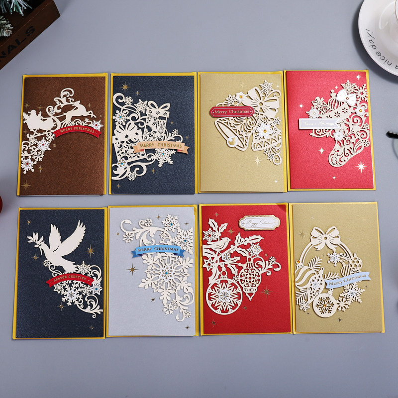 2021圣诞贺卡韩国创意立体纸雕镂空圣诞节贺卡祝福贺卡
