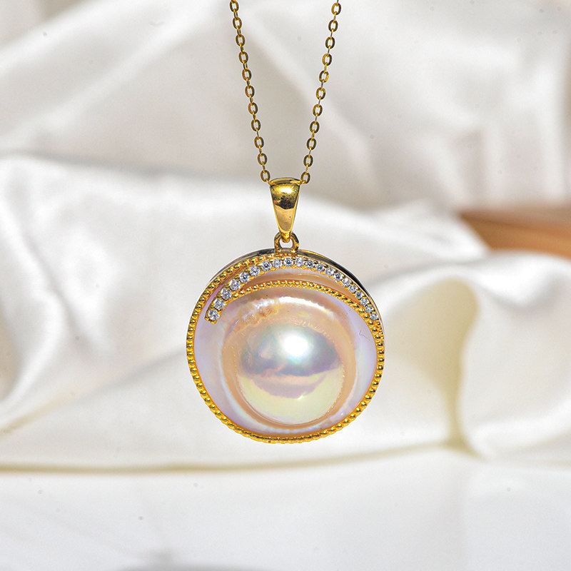 鑫润孤品20mm点位海水马贝珍珠吊坠日本荷包蛋颈饰