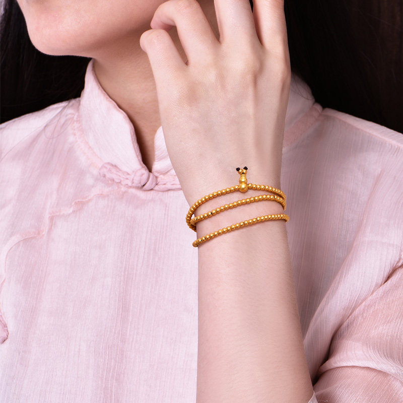 赛菲金计价传家古风佛串足金3圈转运菲尔佛珠手饰