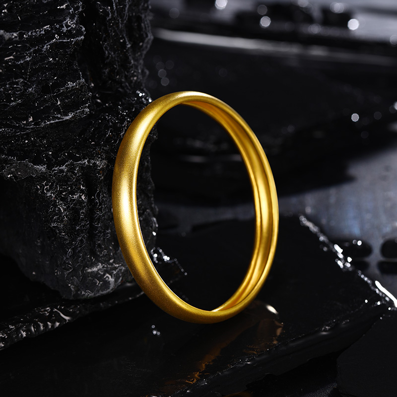 赛菲尔传世古法黄金手镯足金黄金手镯卷边黄金素圈手镯