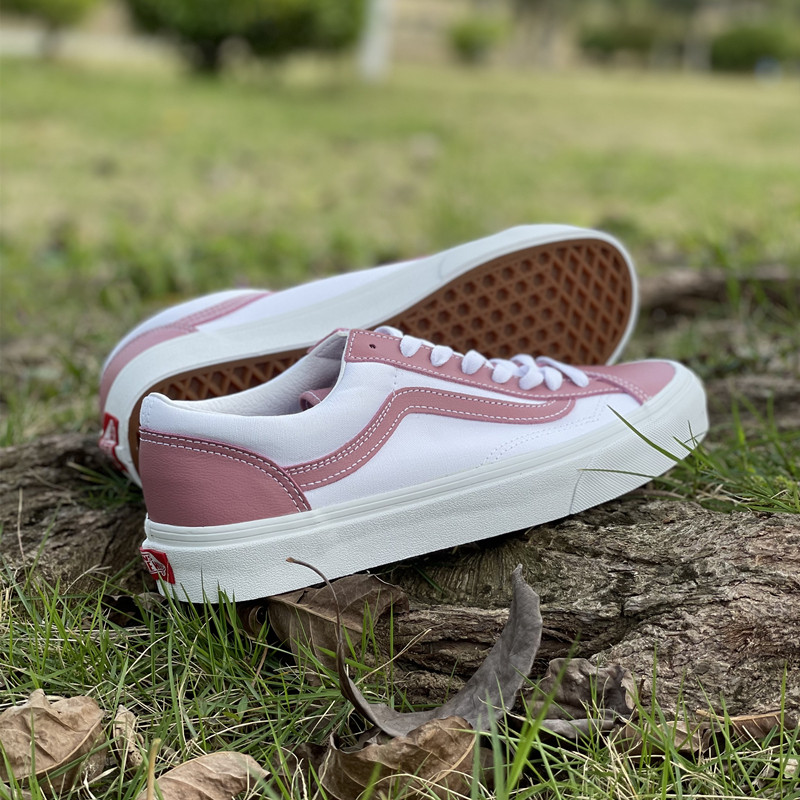 白菜vansstyle36豆沙粉白拼接男女女板情侣休闲鞋运动休闲鞋