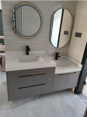 高低亲子双盆卫浴轻奢现代简约卫生间落地儿童洗手浴室柜组合