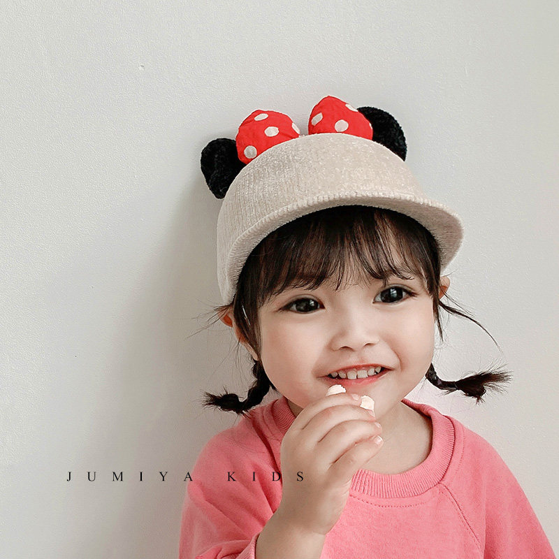 米奇公主范~ins韩国婴儿帽子春秋可爱蝴蝶结女宝宝洋气秋冬礼帽潮