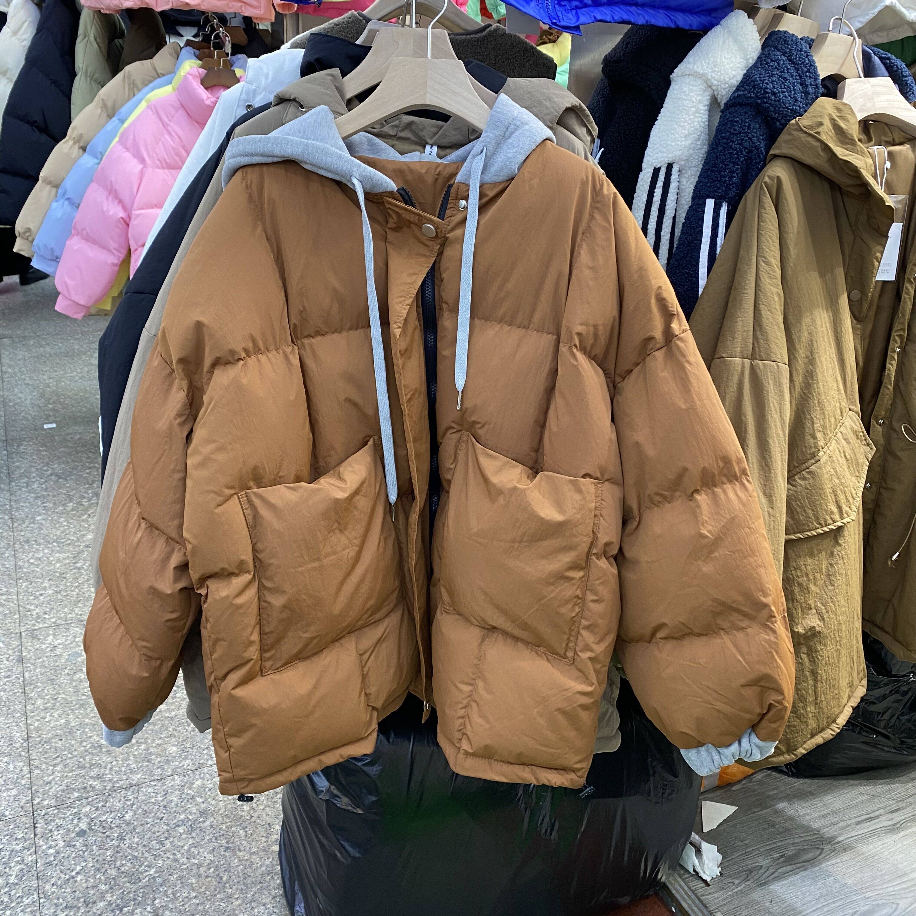 新款两件羽绒棉女短款宽松2022学生连帽加厚棉衣