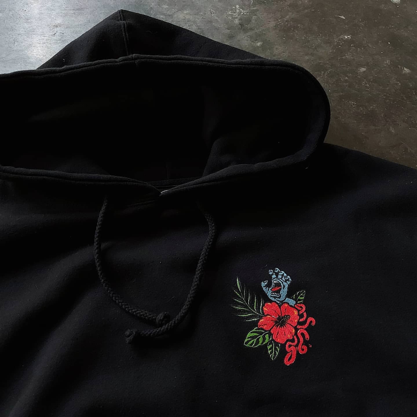 美式小众Vintage西海岸匪帮玫瑰佛手印花潮牌连帽卫衣男宽松大码