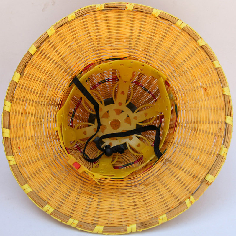 竹安全帽大小沿鸭舌透气竹编安全帽遮阳工地施工夏季园林演出藤帽