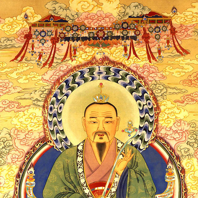 太上老君神像三清天尊画像绢布画道德天尊灵宝天尊元始天尊挂画