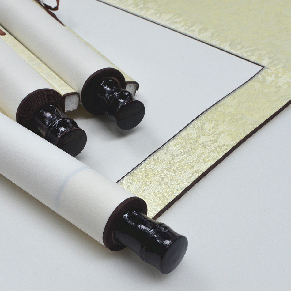 画轴空白书画配套挂轴卷轴精裱全绫对联配对宣纸