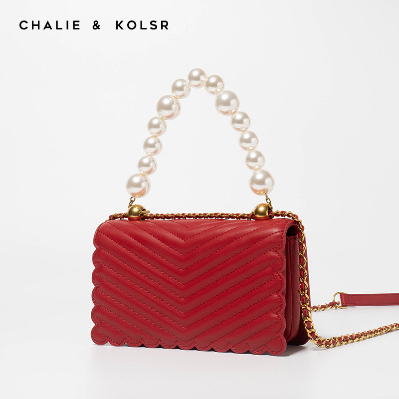 香港包包珍珠包女小方新款2021新娘mackjoneit真皮女士包袋