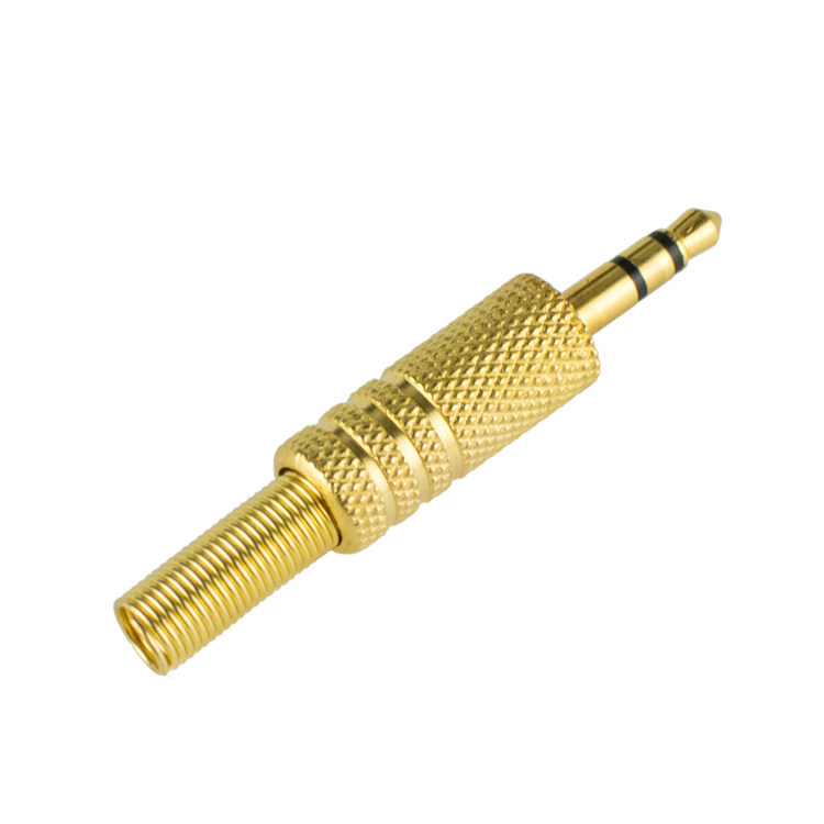 镀金插头立体声铜头35mm双声声道耳机焊接接头连接器