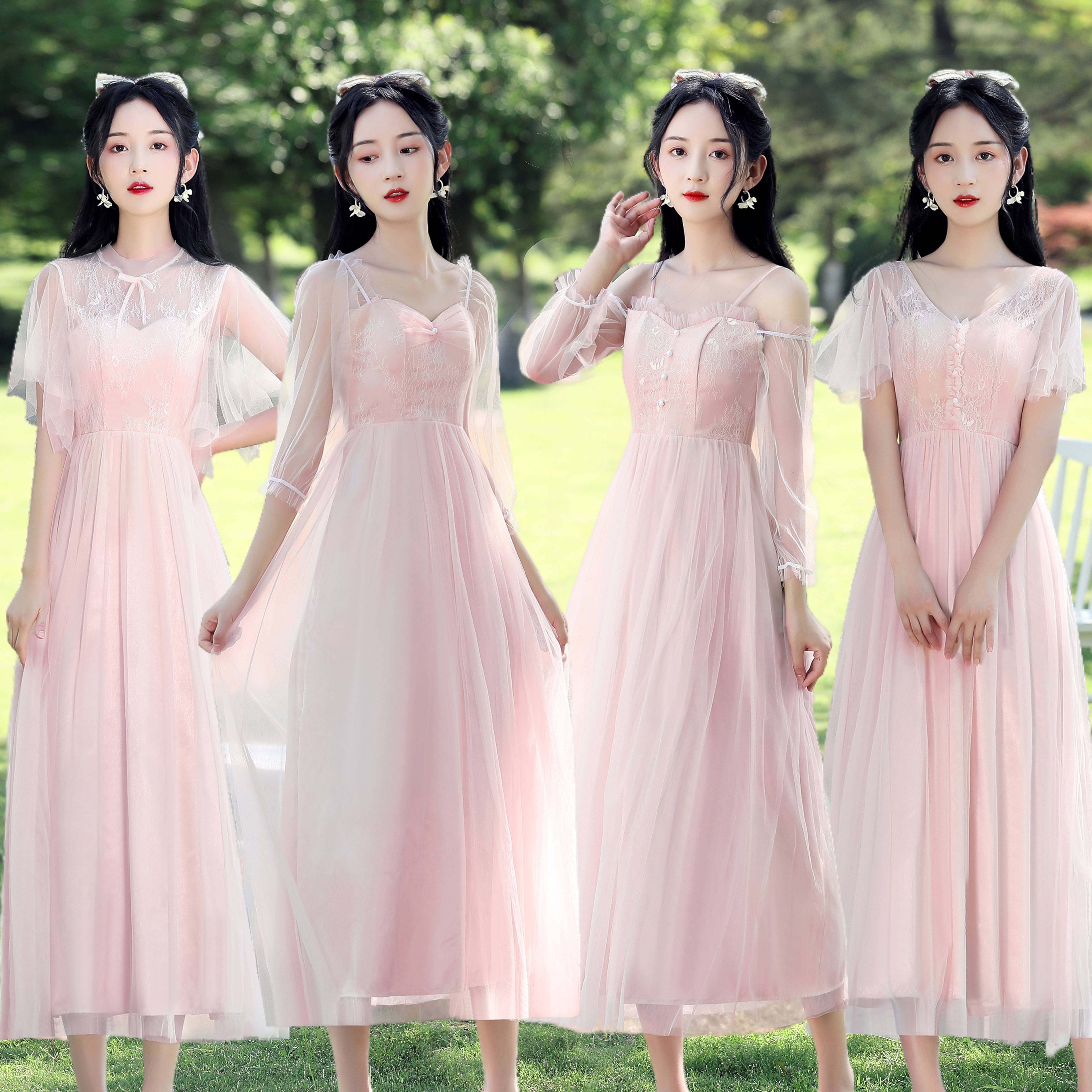 伴娘大码主持轻裙瘦小气质学生礼服姐妹新款礼服