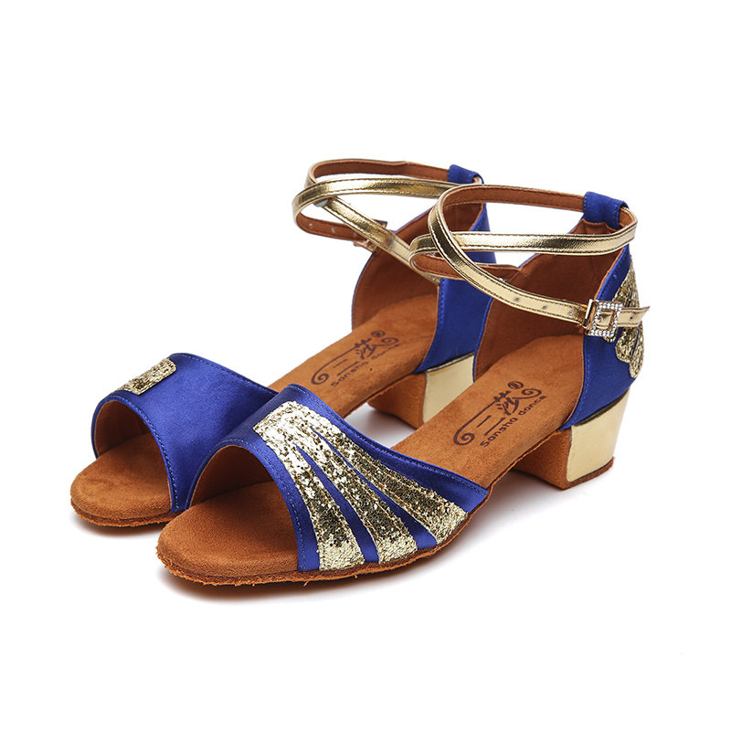 舞鞋儿童女童舞台桑巴舞桑巴恰恰跳舞练功高跟拉丁舞鞋