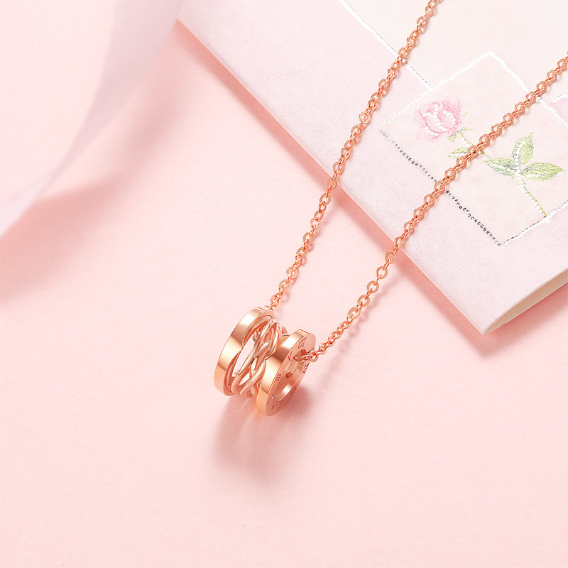 项链珠宝锁骨女友正品玫瑰彩金金彩金小蛮腰金项链颈饰