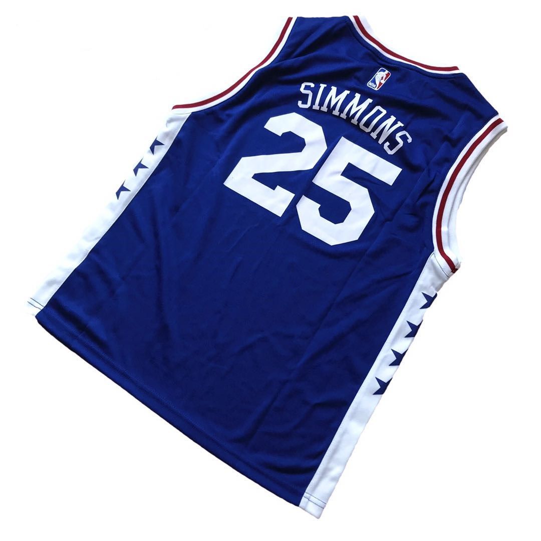 球衣正品76人新秀25号西蒙斯青年年版胶印印版篮球服