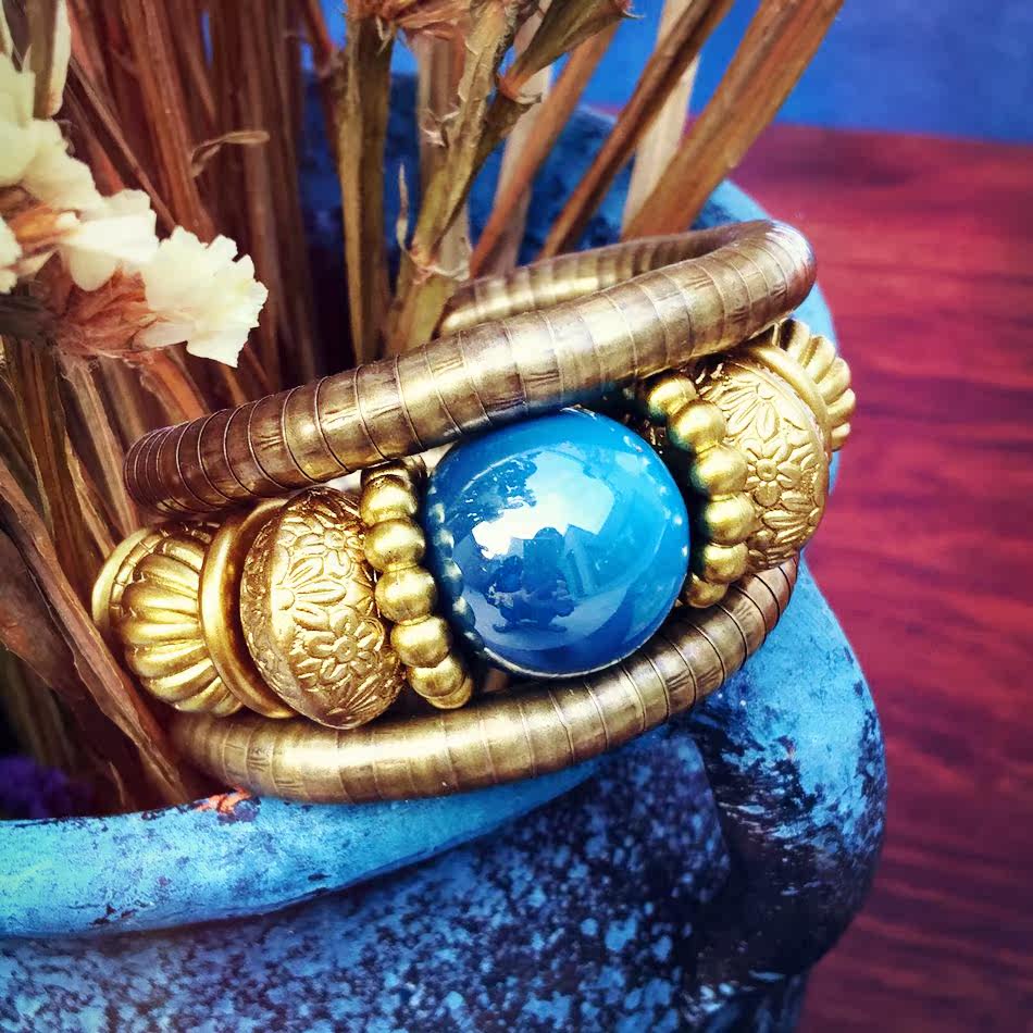 印度手镯 进口民族风夸张复古珠子开口首饰肚皮舞手链 印巴风饰品