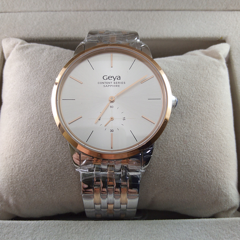 手表正品geya06220超薄男女情侣格雅全钢蓝宝国产腕表