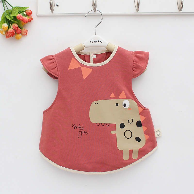 吃饭宝宝围裙纯棉无袖罩衣婴儿围兜防水口水反穿衣