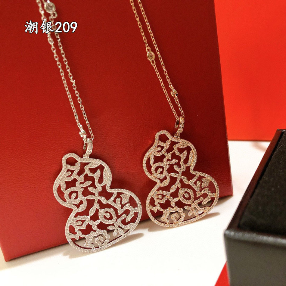 麒麟大号满钻葫芦项链精工镂空时尚亚金材质项链