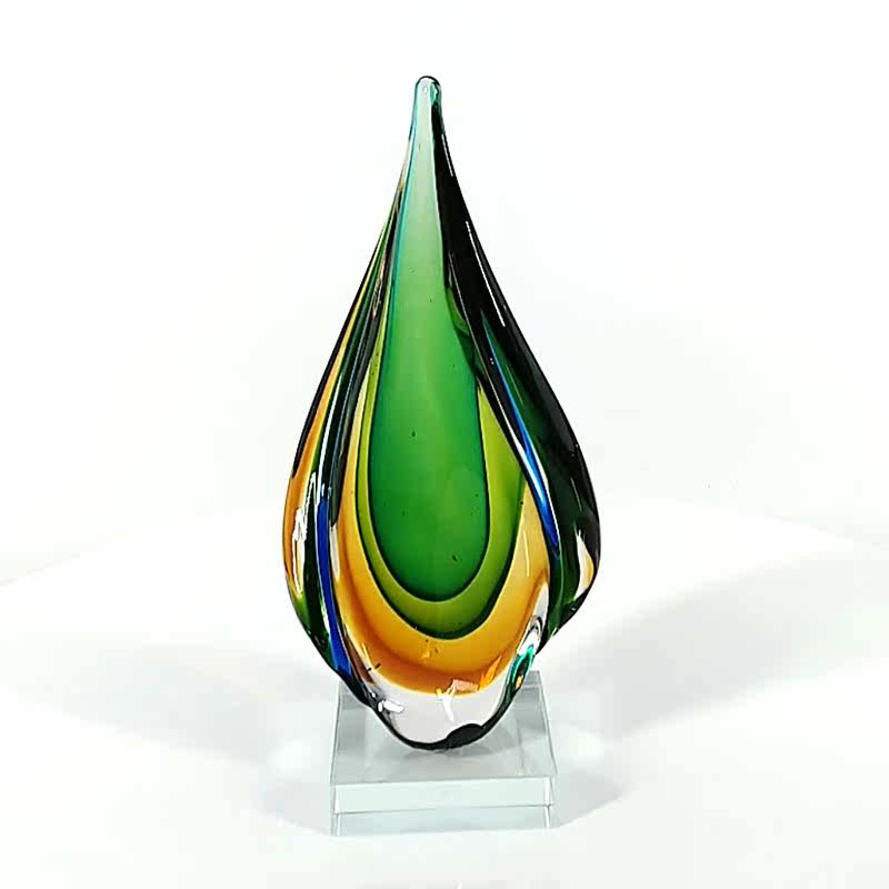现代简约水滴造型摆件博山手工琉璃工艺品室内家居饰品摆件