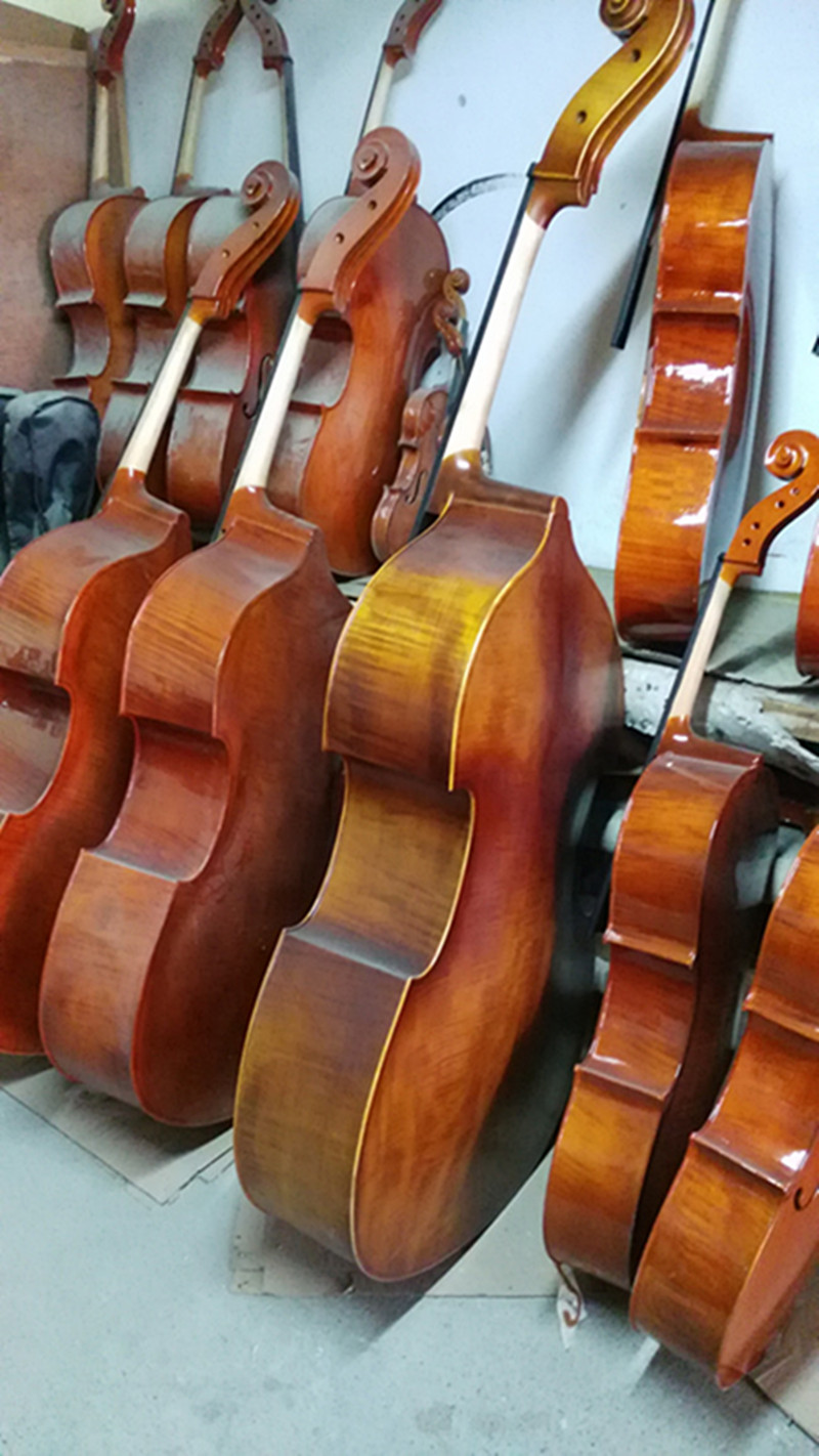 大贝椴木实木大提琴花纹低音提琴低音提琴