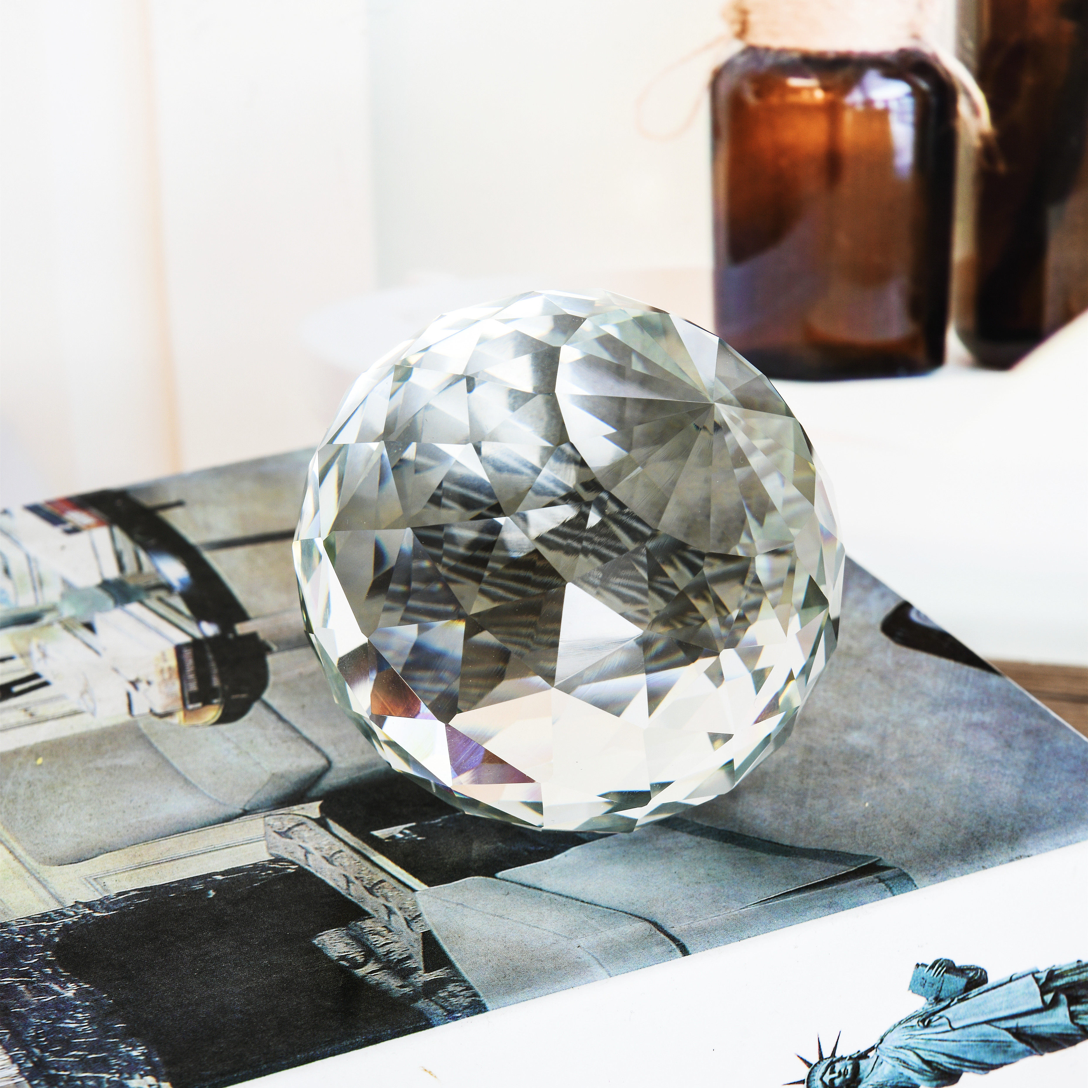 切面水晶球多面美甲珠宝柜台房间装饰道具儿童摆件