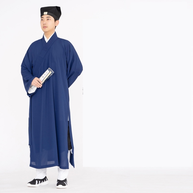 天地中道麻纱道袍长衫太极服斜大褂道家服装太极服