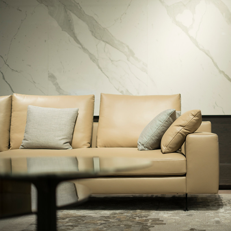 芈家锐驰真皮沙发头层牛皮客厅现代组合家具三人位意式极简沙发