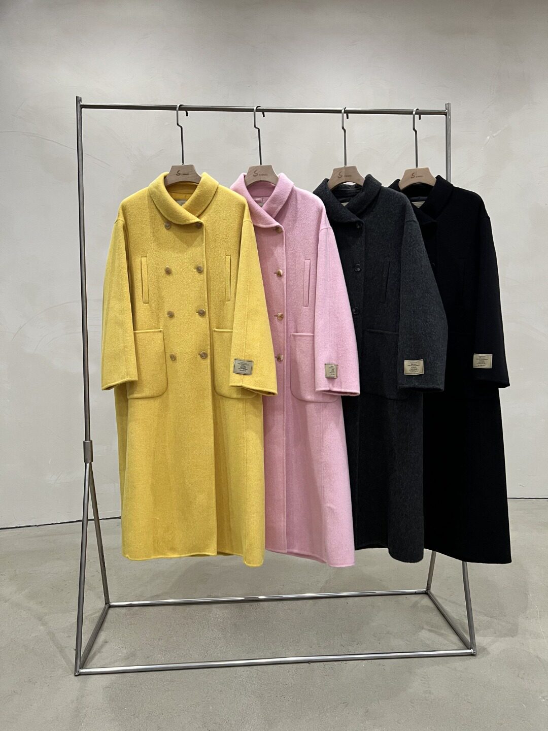 handmade手工双面羊绒大衣秋冬新款韩版小翻领双排毛呢外套