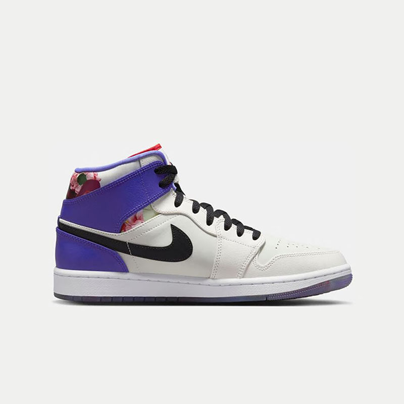 airjordanmidaj1白紫情人节花卉复古篮球球鞋运动休闲鞋