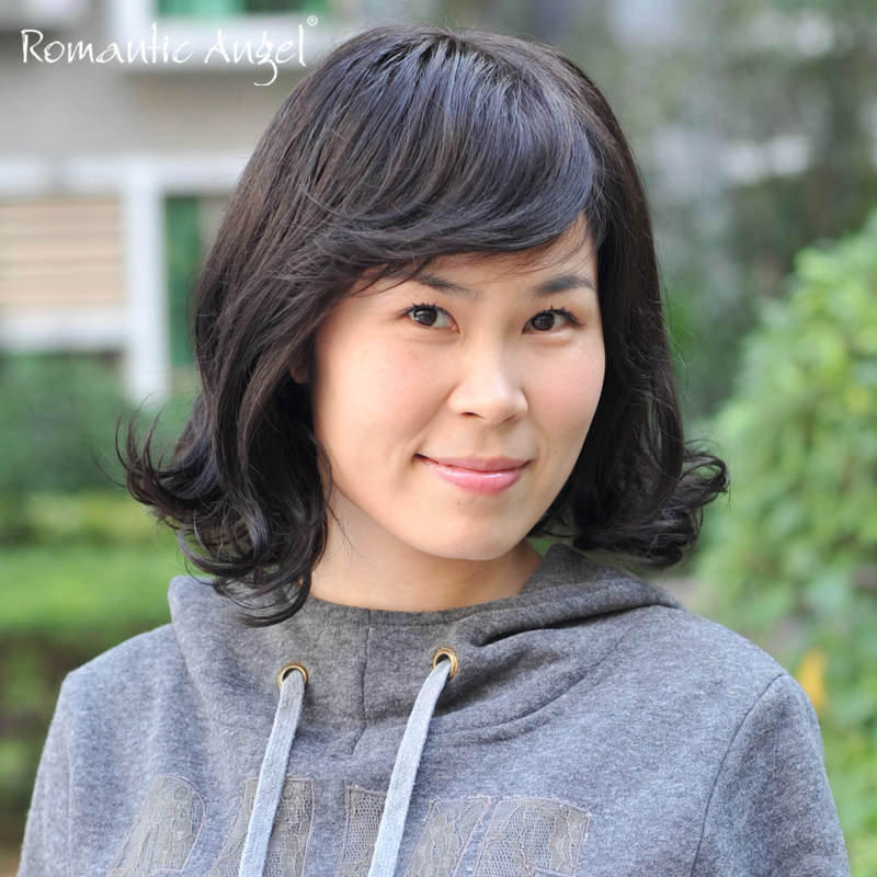 真发假发发套手织真人时尚女性中老年妈妈短发日常整顶假发