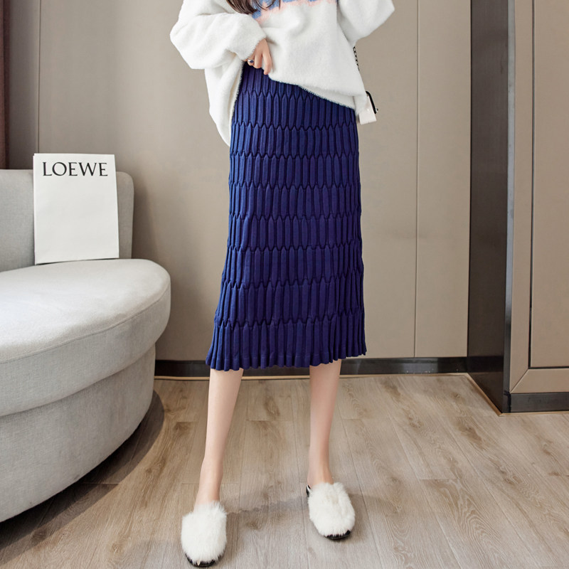 针织直筒半身裙女中长秋冬2021新款宽松休闲半身裙