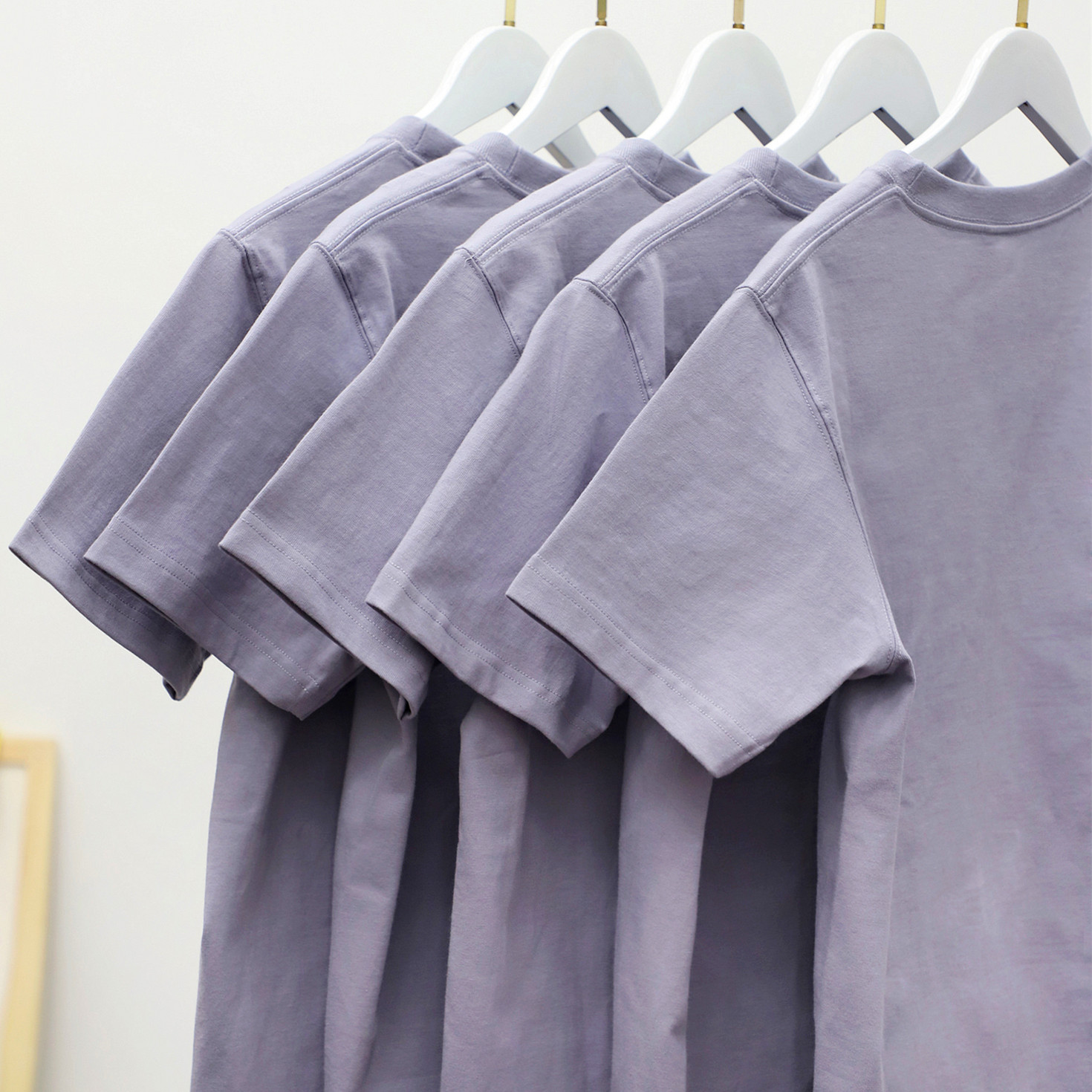 原创自制男女款清新淡雅葡萄紫色纯色圆领短袖T恤基础款纯色T恤