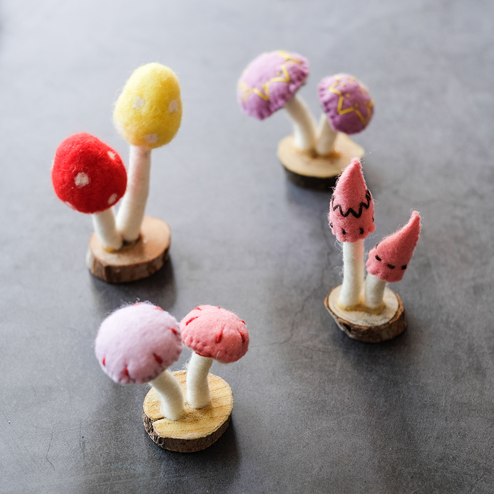 森林彩色毛毡蘑菇手工艺品家居装饰摆件ins摆件