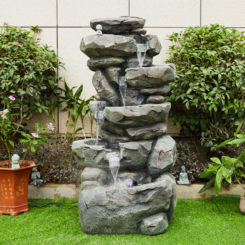 欧式仿石假山流水生财喷泉摆件户外阳台花园摆件
