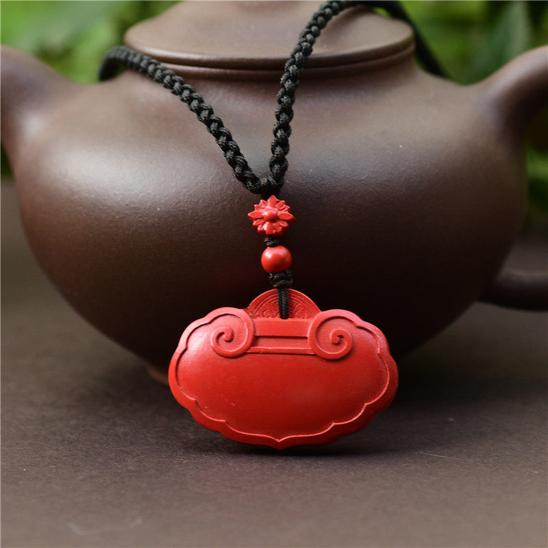 安之朱砂复古祥云如意挂坠天然正品吊坠父母项坠