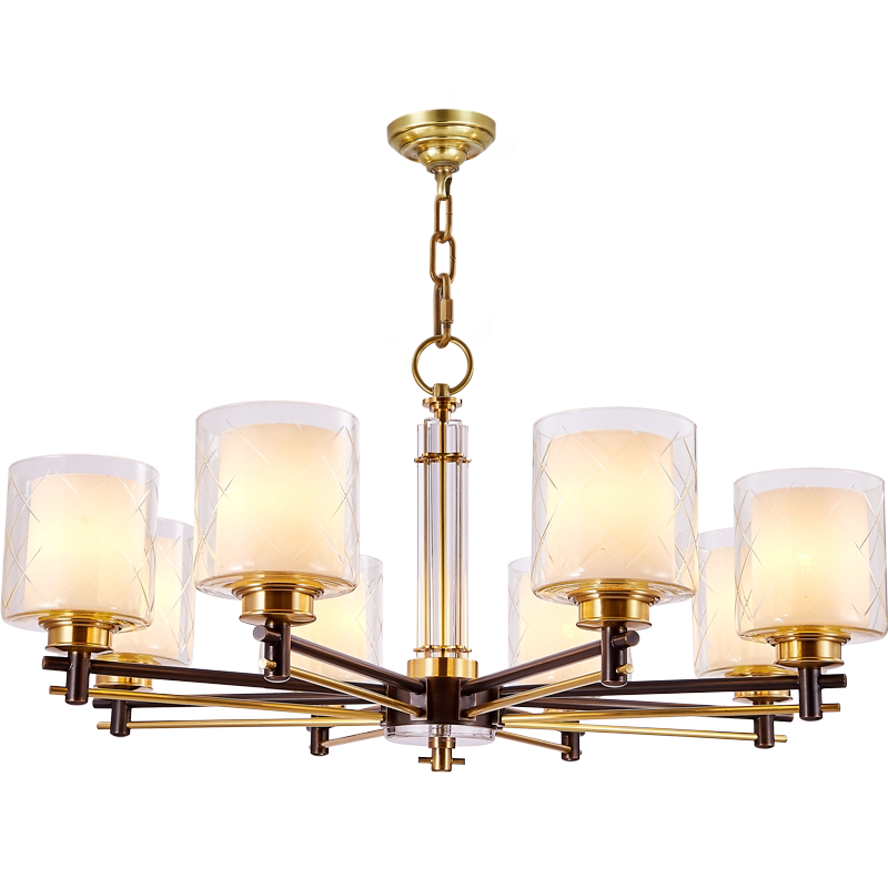 帝拿美式轻奢客厅吊灯复古大气全铜吊灯高档家用餐厅灯