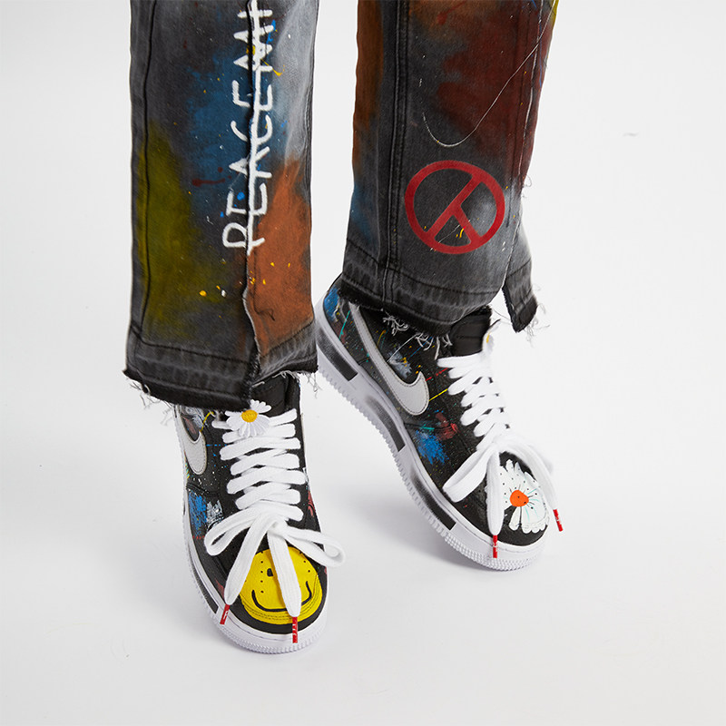 nikeairforceaf1荔枝权志龙小雏菊peaceminusone涂鸦定制运动休闲鞋