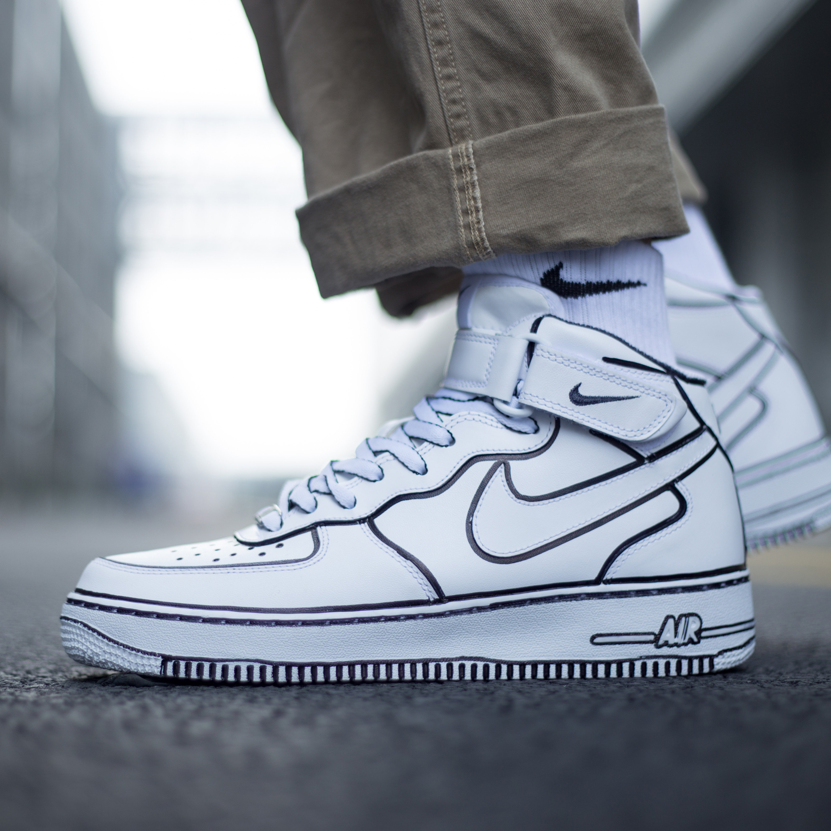 nikeairforceaf1二次元diy纯白空军一号板鞋情侣运动休闲鞋