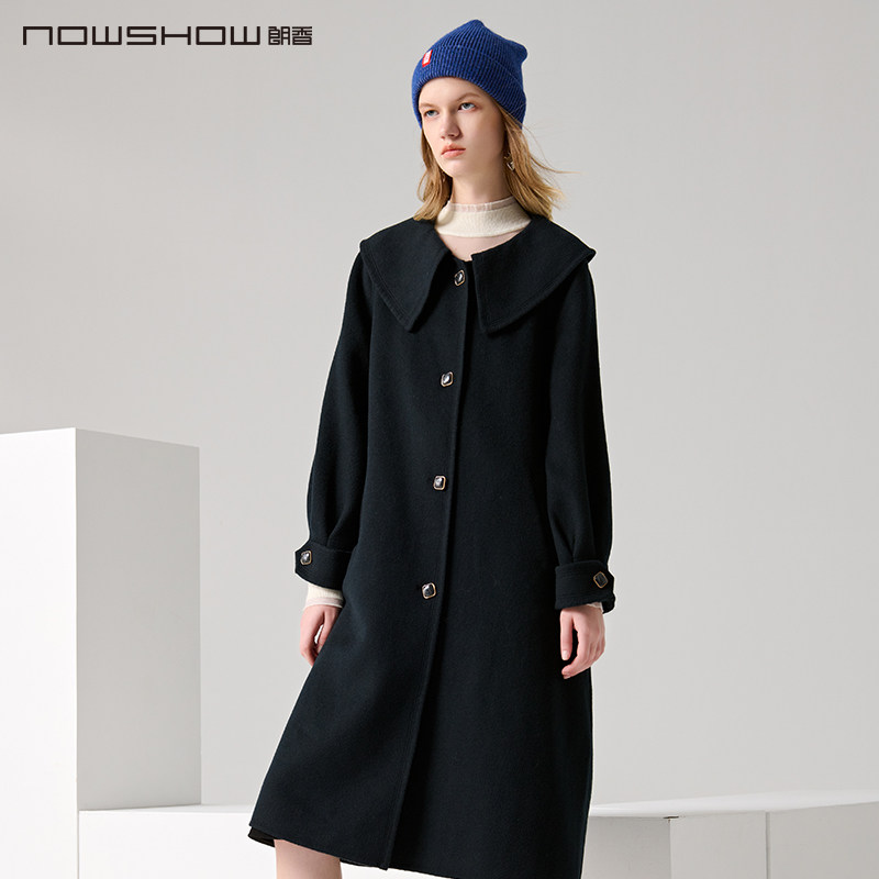 nowshow朗香翻领四粒双面大衣214085毛呢外套