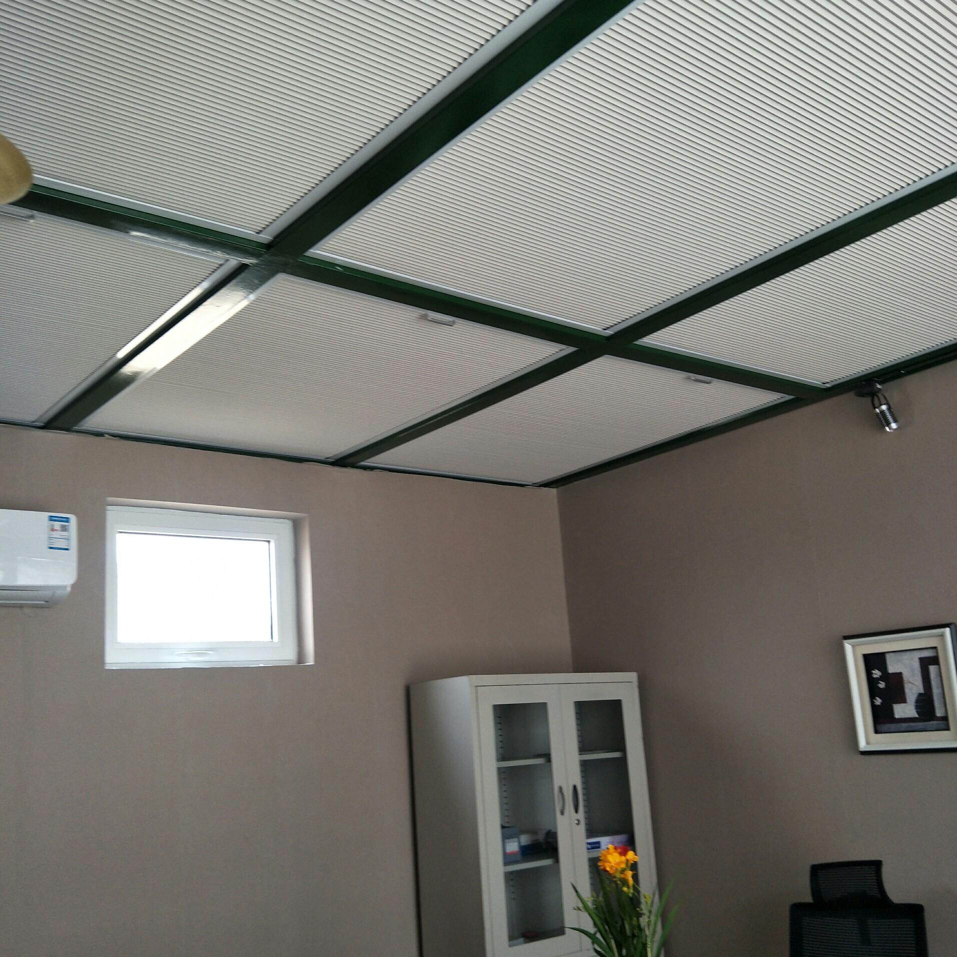 手新款铝合金无电动阳光房蜂巢顶帘天窗玻璃房遮阳隔热百叶窗帘