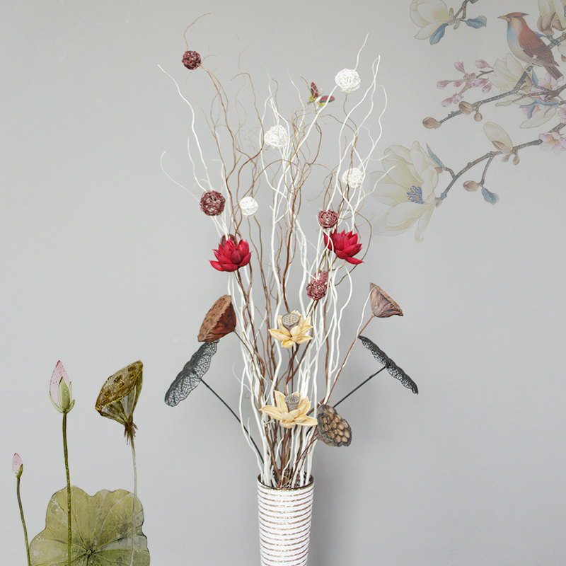 干花龙柳干树枝干支装饰插花家居摆设客厅摆件干花