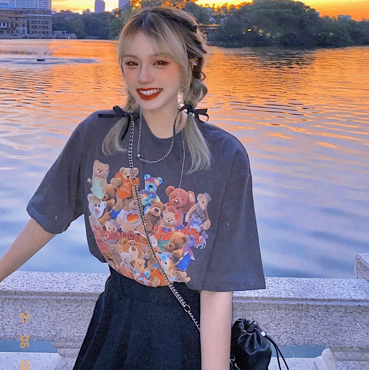 【WUT官方店】21SS 原创小熊玩偶短袖百搭宽松国潮牌情侣嘻哈T恤