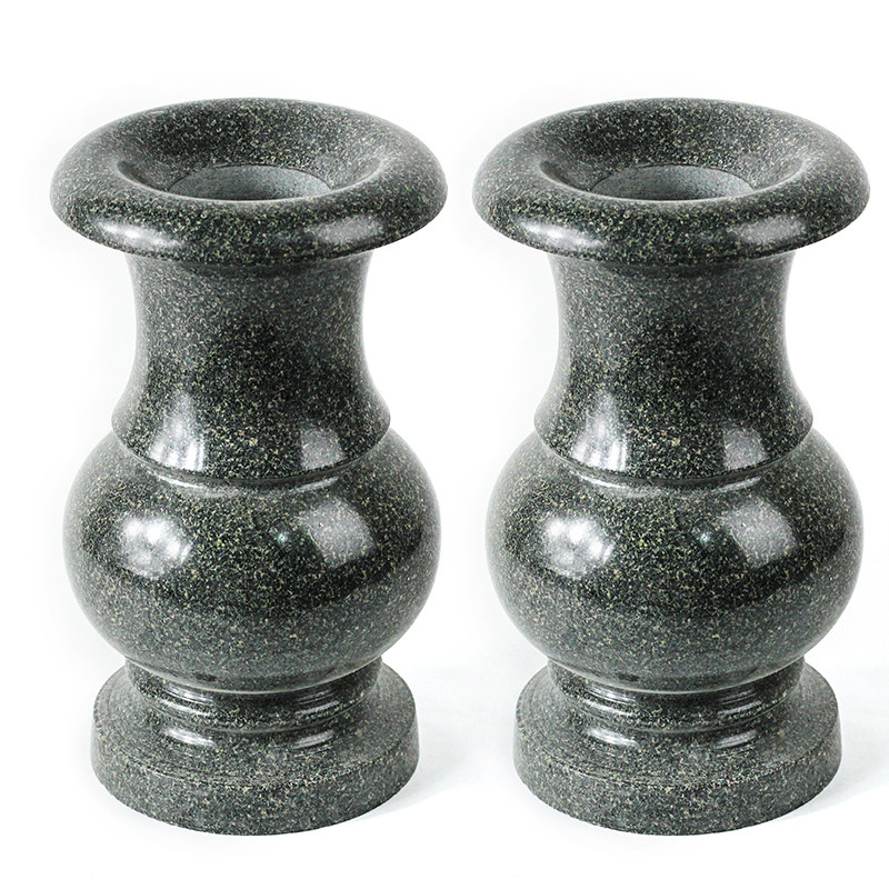 青石花瓶墓地祠堂寺庙祭祖拜神石头光面雕花花瓶石材怀旧耐冻复古