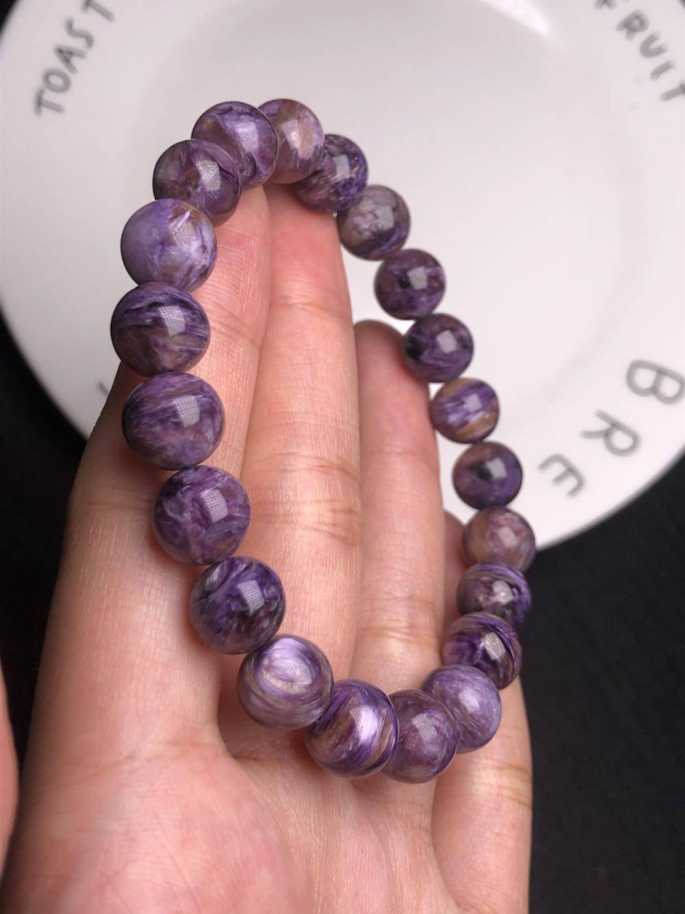 天然紫龙晶圆珠手链高性价比颜色漂亮珠子98mm时尚百搭ug