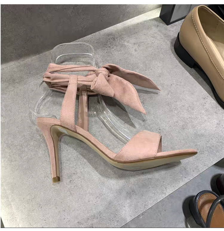 2020夏季法式一字凉鞋仙女风小ck绑带高跟鞋时装凉鞋